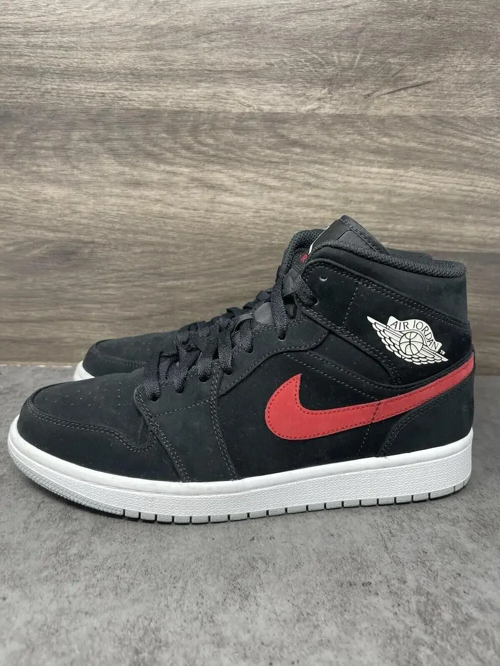 Air Jordan 1 Mid Multi Color Swoosh Black Shoes Mens Size 9 Red Blue Lot 554724